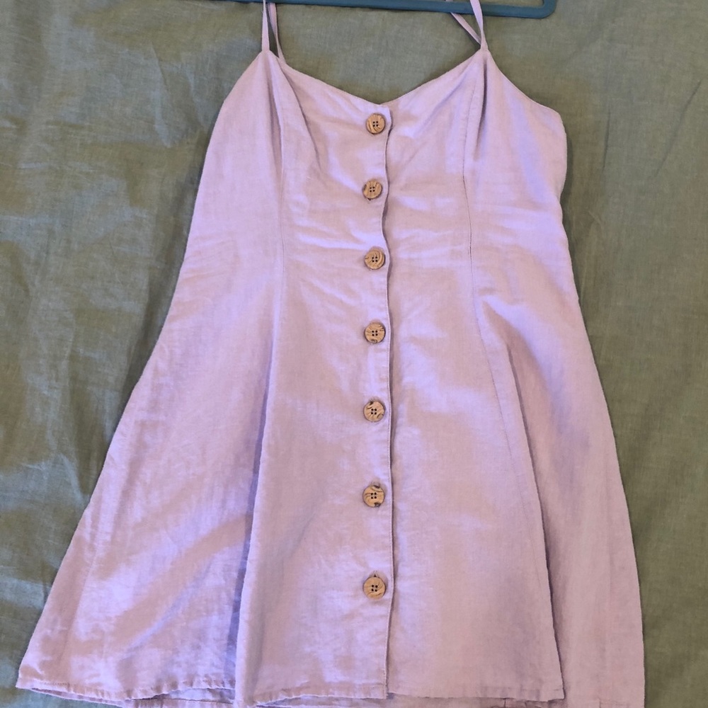 Lavender Button up Mini Dress